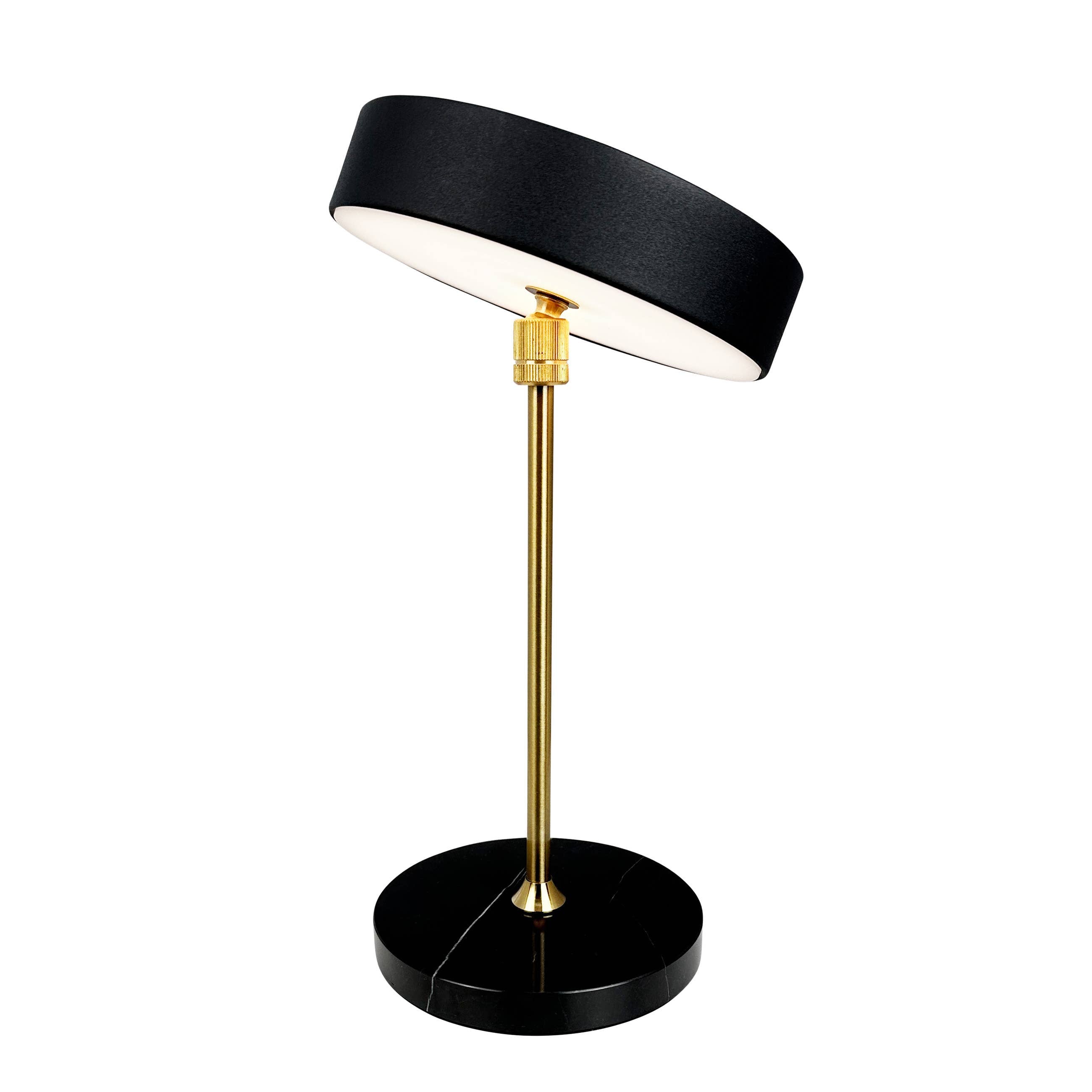 MOONLIGHT LED wiederaufladbare Tischlampe schwarz, messing, marmor - GUNDT HOME