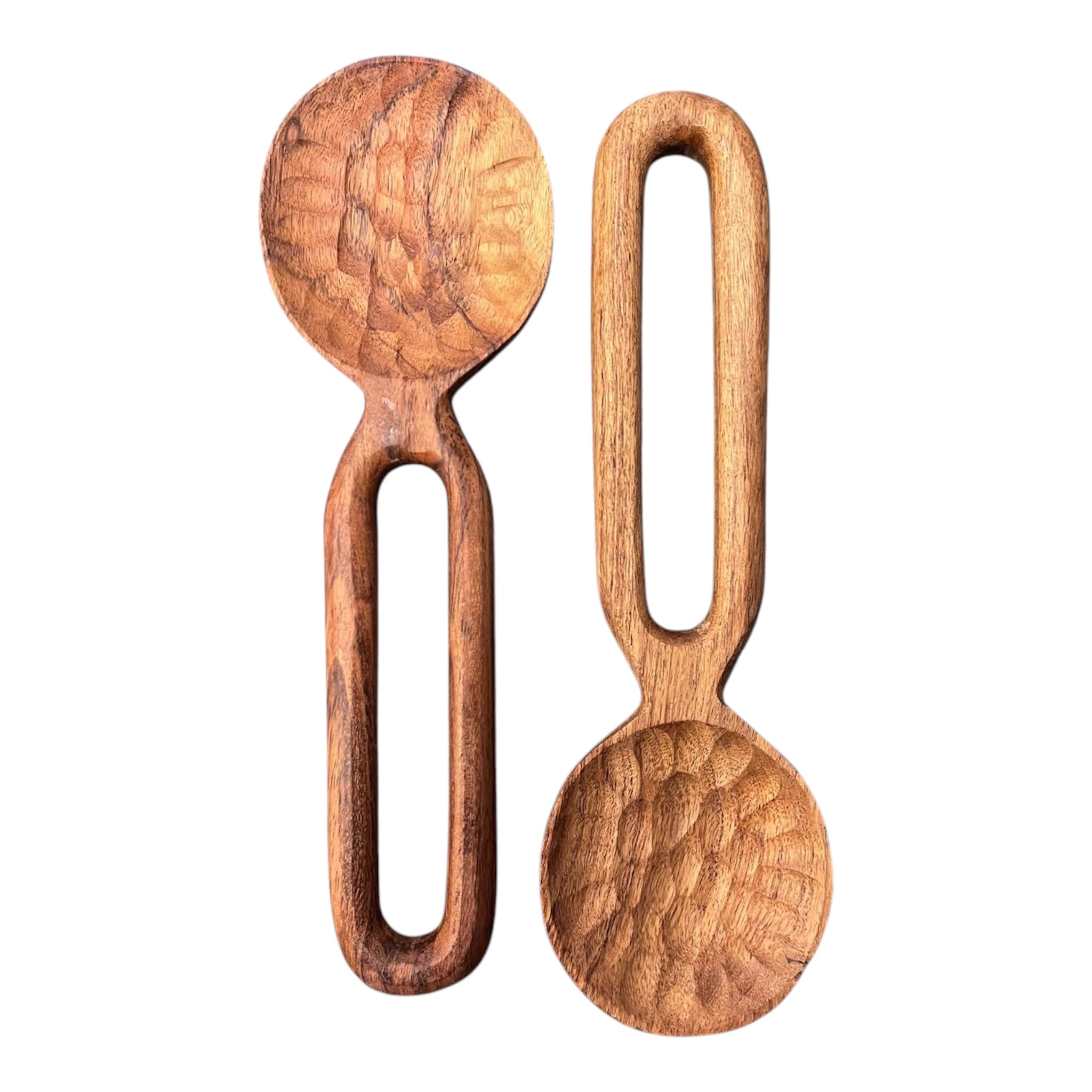 Salatbesteck aus gehämmertem Holz, L25 P8 H1,5 cm - GUNDT HOME