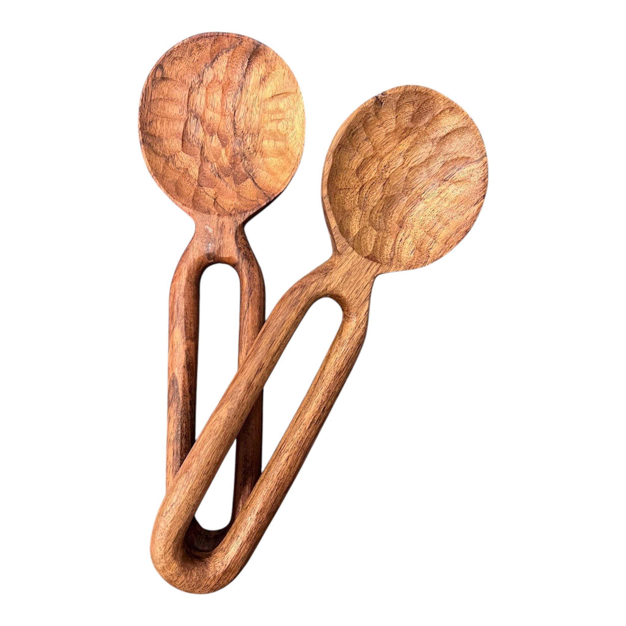 Salatbesteck aus gehämmertem Holz, L25 P8 H1,5 cm - GUNDT HOME
