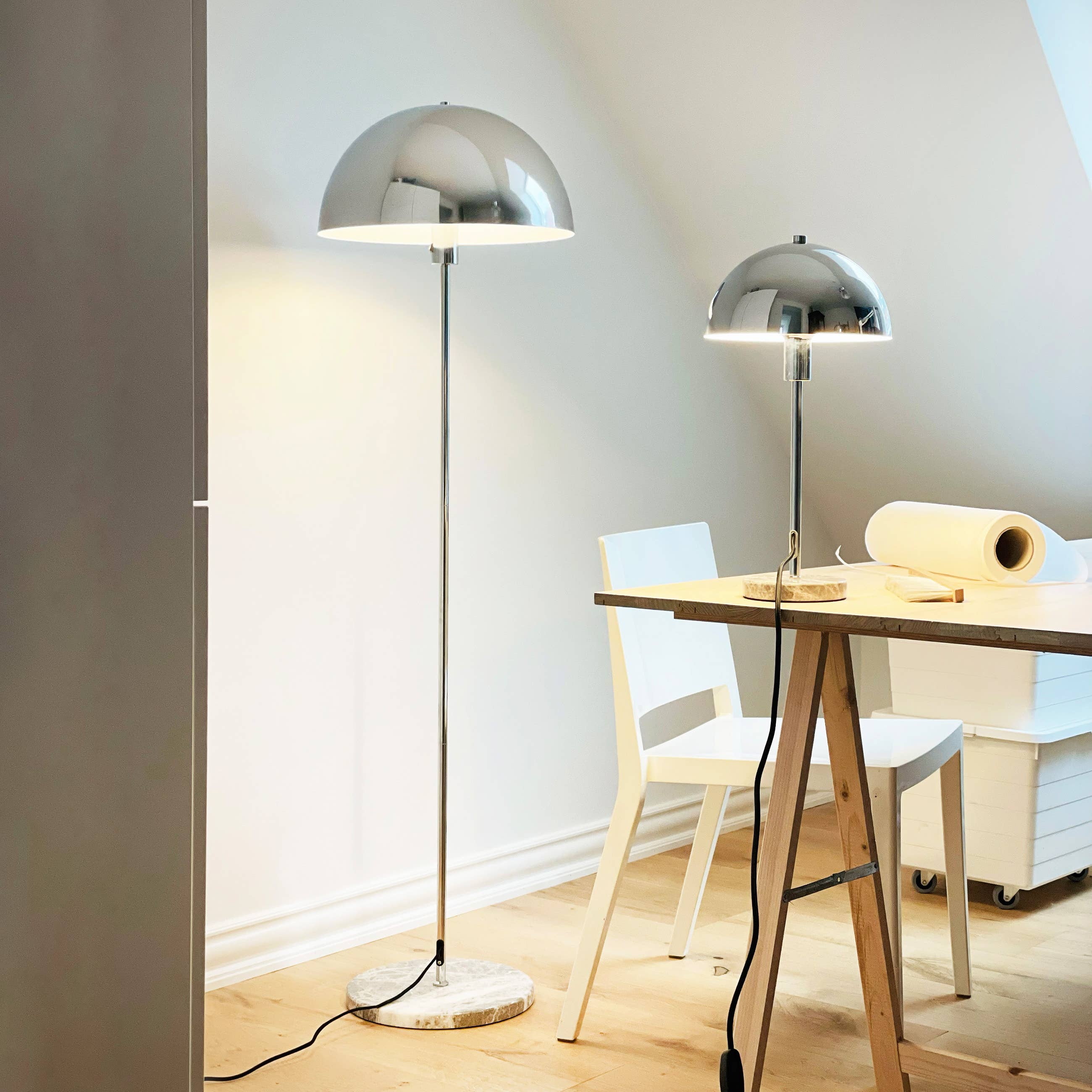 Stockholm Chrom-/Marmor-Stehlampe - GUNDT HOME