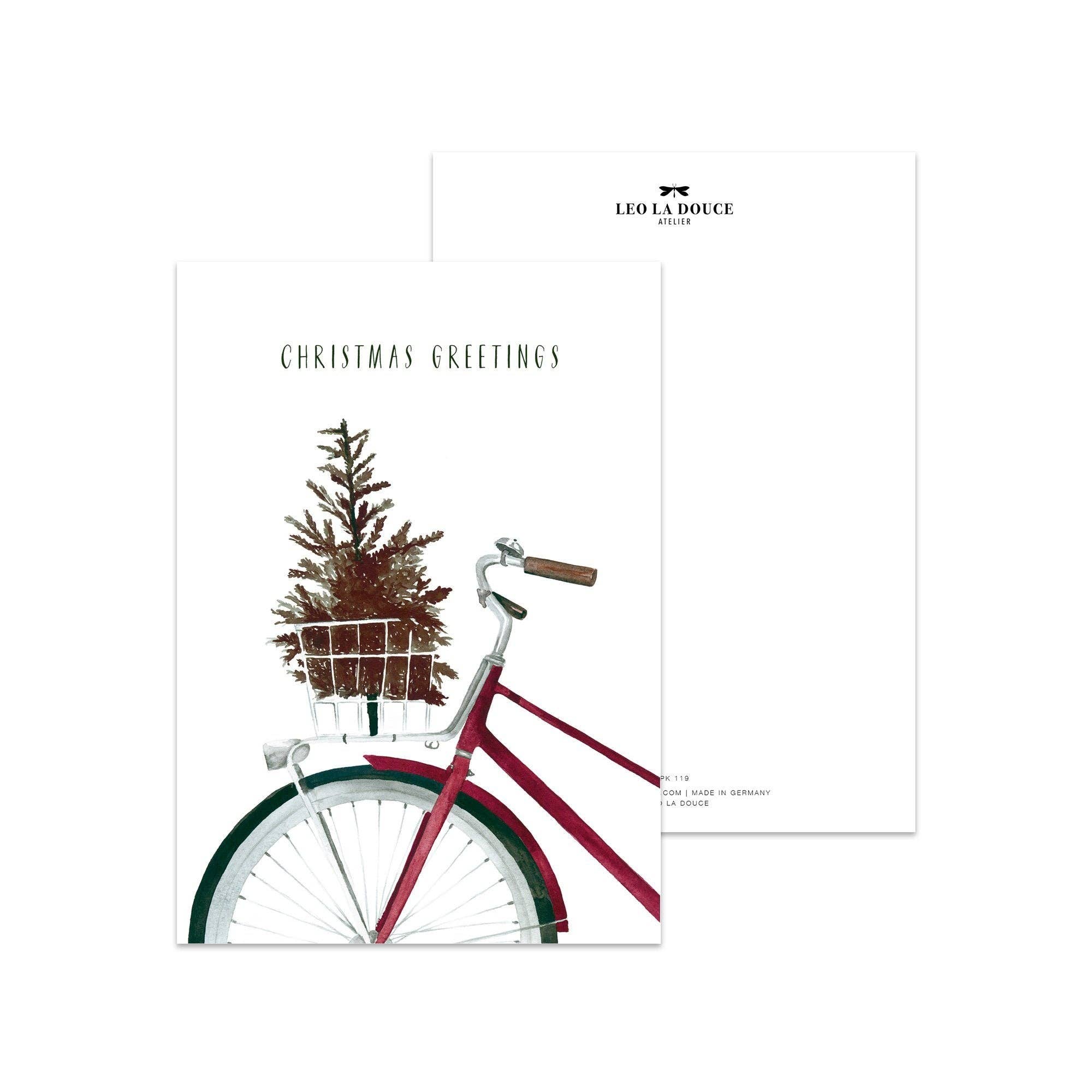 LEO LA DOUCE Postkarte - Christmas Bicycle - GUNDT HOME