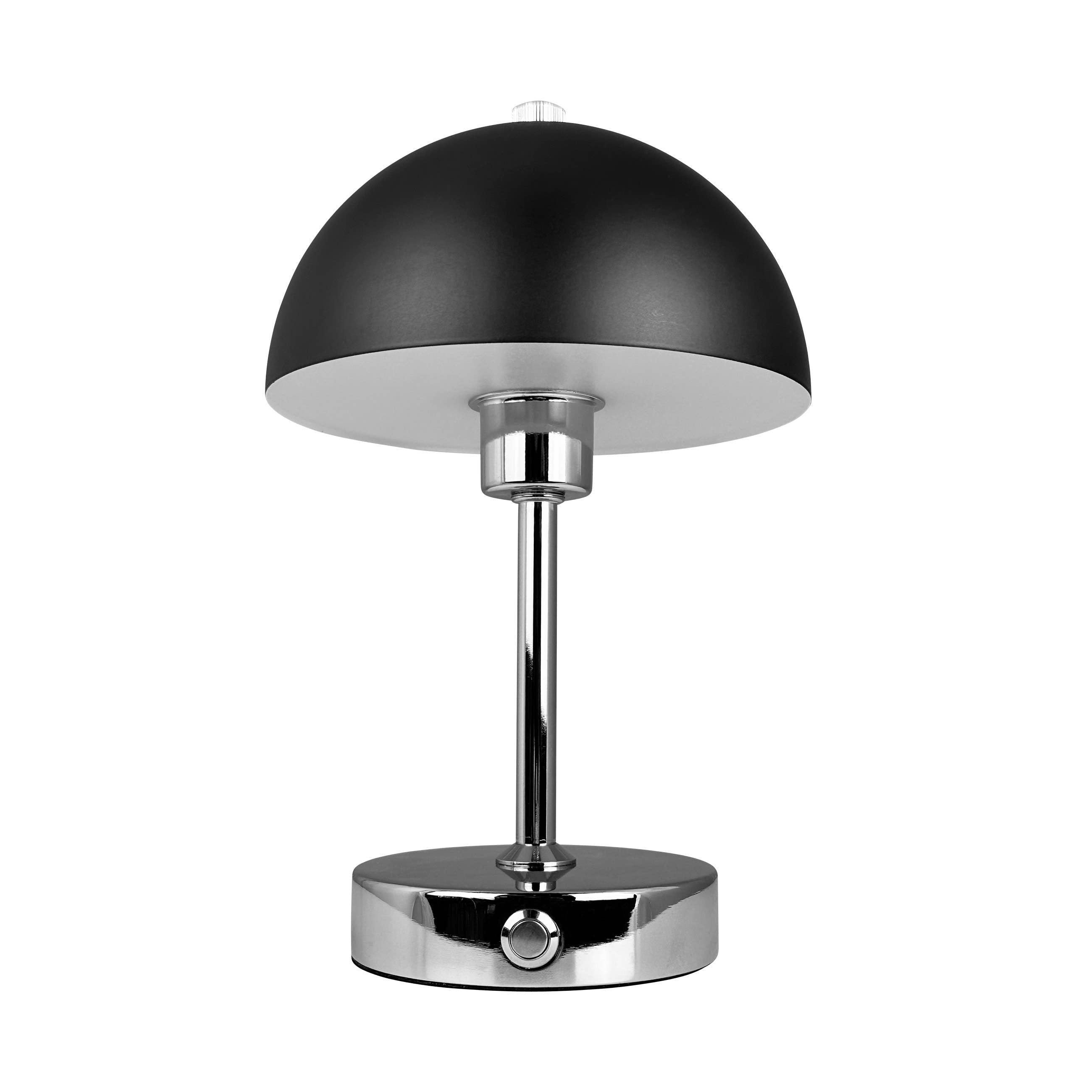 Malmø schwarze/chromfarbene LED-Tischlampe wiederaufladbar - GUNDT HOME