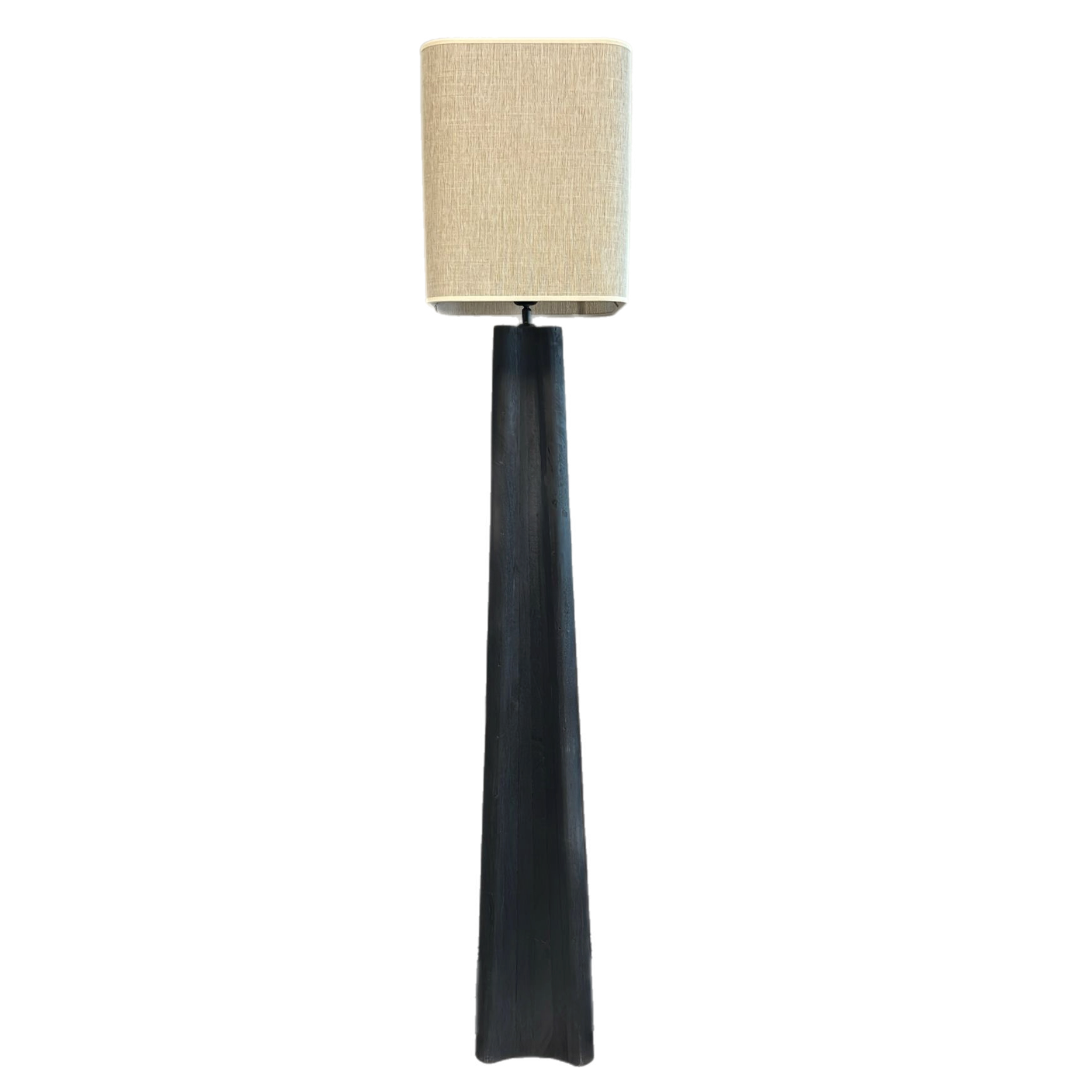 Stehleuchte mit Holzfuß & Beige