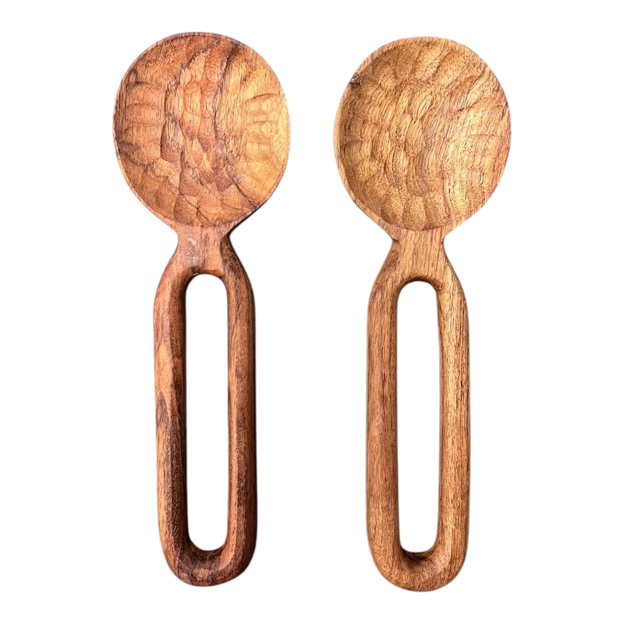 Salatbesteck aus gehämmertem Holz, L25 P8 H1,5 cm - GUNDT HOME